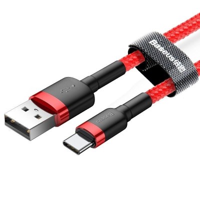 Baseus Braided USB 2.0 Cable USB-C male - USB-A male Red 2m (CATKLF-C09)